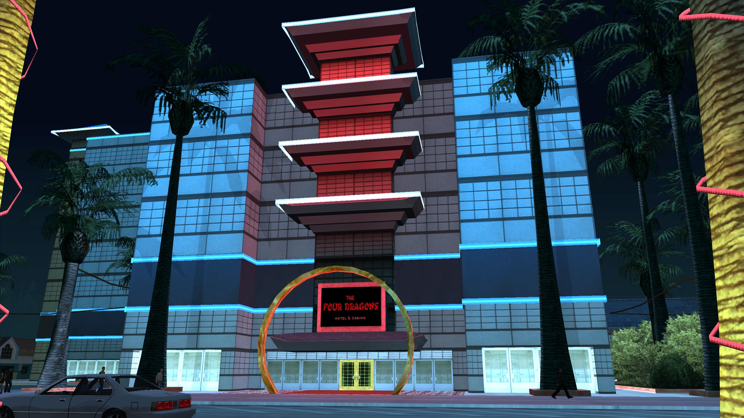 "Четыре дракона" (вид на казино снаружи ночью) "Четыре дракона" (вид на казино снаружи ночью)