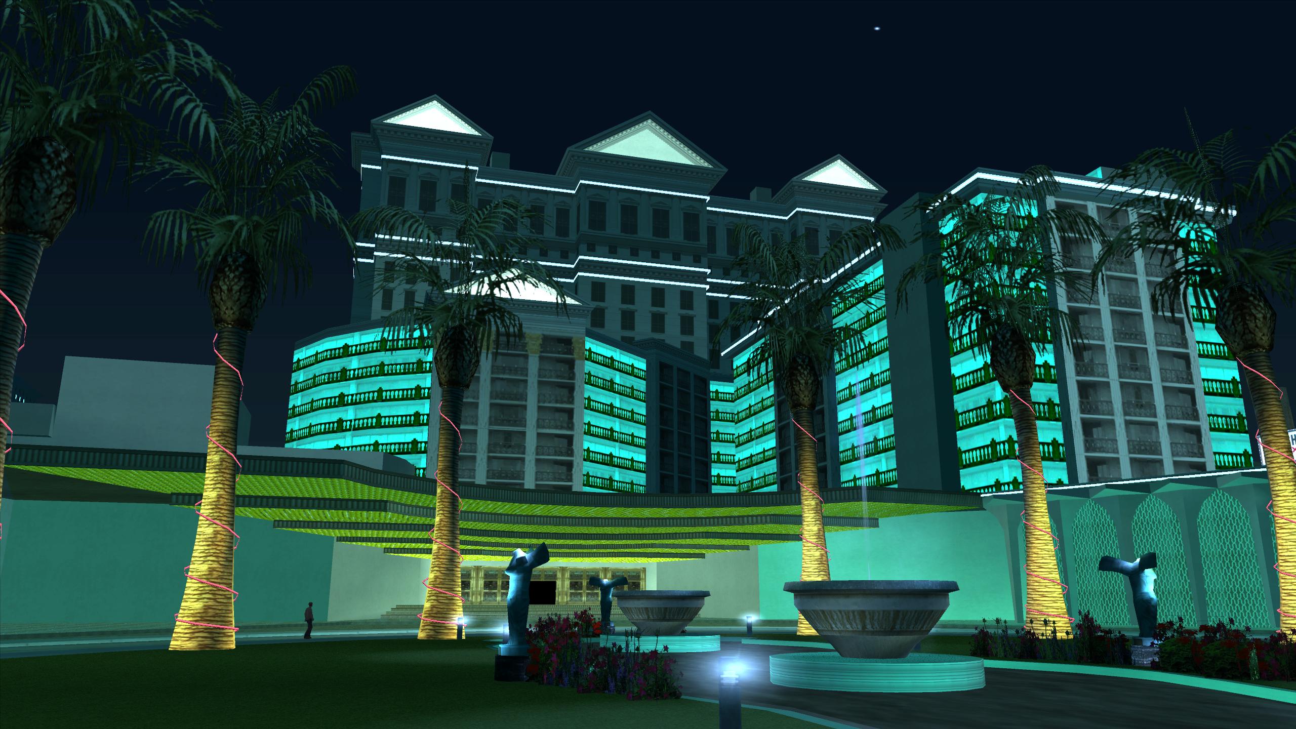 "Дворец Калигулы" (вид на казино снаружи ночью) "Дворец Калигулы" (вид на казино снаружи ночью)